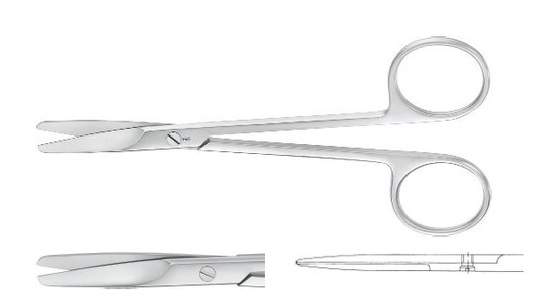 Ножиці для шовних матеріалів прямі тупі/тупі 130 мм